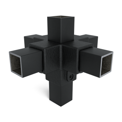 Kruisstuk 4-weg zwart 40 mm vierkant