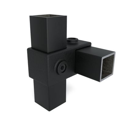 Kruisstuk 90º zwart 40 mm vierkant
