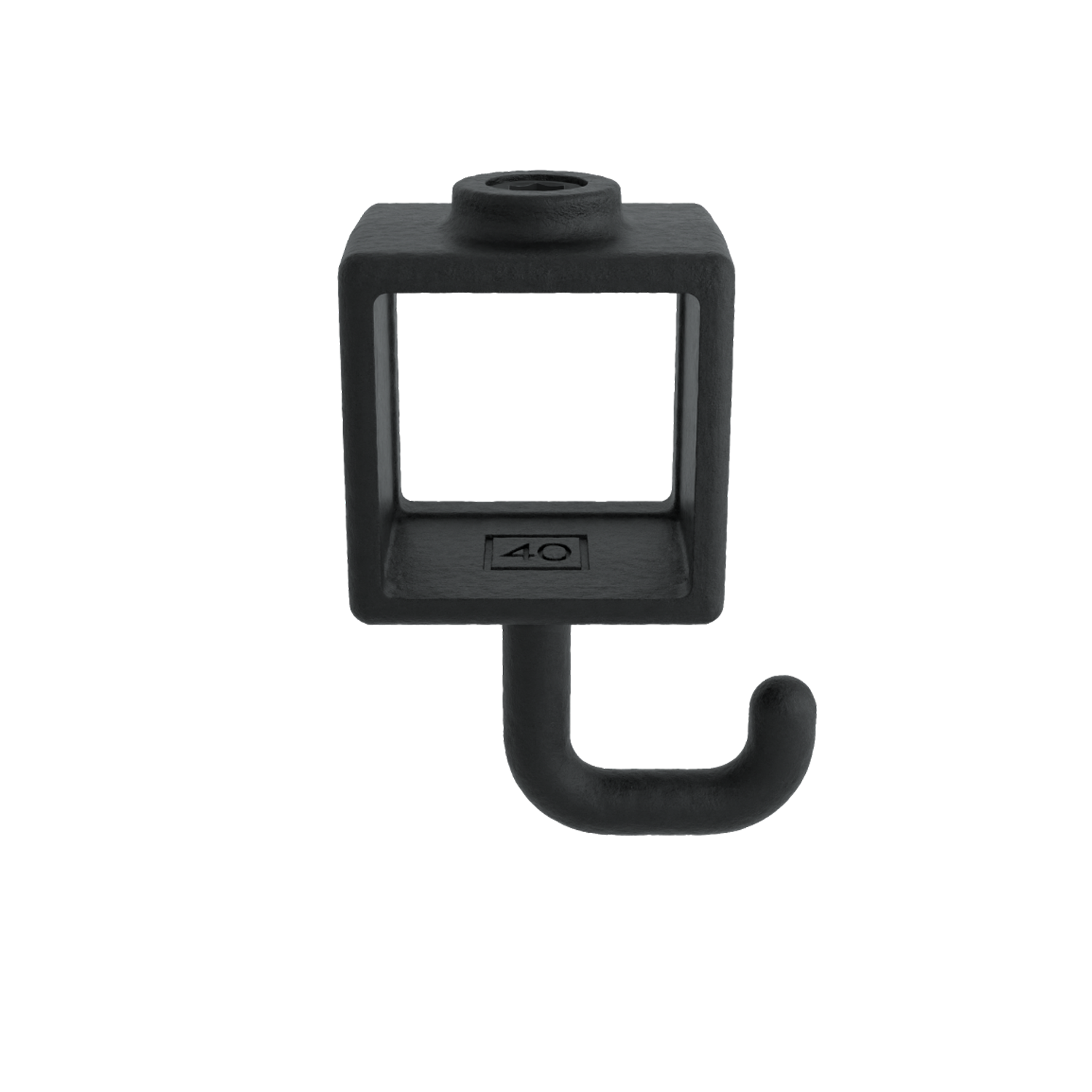 Kapstokhaak zwart 40 mm vierkant