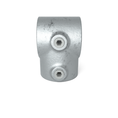 Buiskoppeling T-stuk kort 42,4 mm - vooraanzicht buiskoppeling (Steigerbuisstunter.nl)