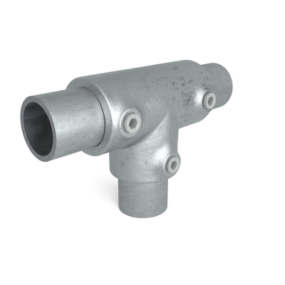 Buiskoppeling T-stuk lang 26,9 mm - vooraanzicht buiskoppeling (Steigerbuisstunter.nl)