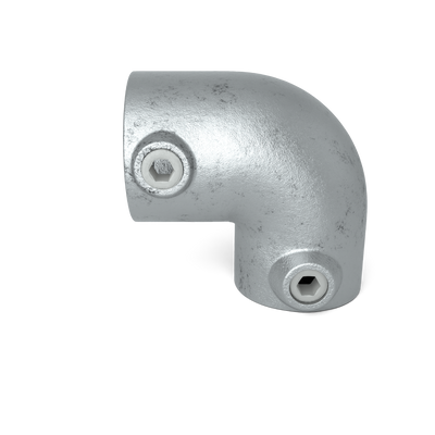 Buiskoppeling Kniestuk 2-weg 90º verloop 48,3 mm - 42,4 mm - vooraanzicht buiskoppeling (Steigerbuisstunter.nl)