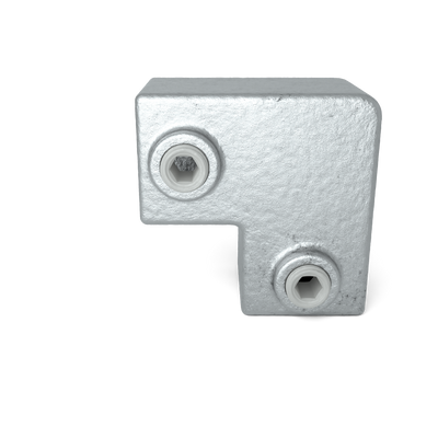 Buiskoppeling Kniestuk 2-weg 90º 25 mm vierkant - vooraanzicht buiskoppeling (Steigerbuisstunter.nl)