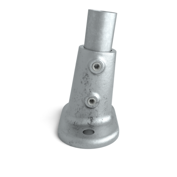 Buiskoppeling Voetplaat ovaal ±11º 42,4 mm - vooraanzicht met buizen (Steigerbuisstunter.nl)