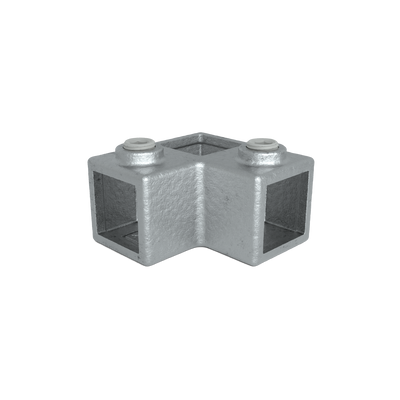 Buiskoppeling Hoekstuk 90º 25 mm vierkant - vooraanzicht buiskoppeling (Steigerbuisstunter.nl)