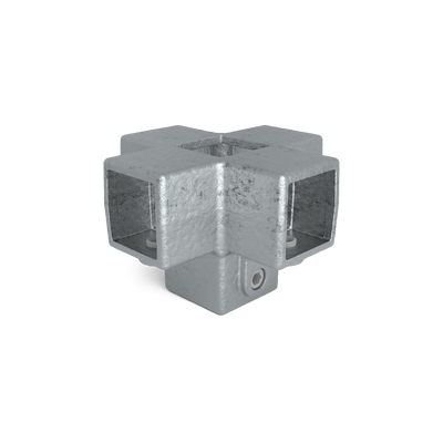 Buiskoppeling Kruisstuk 4-weg 40 mm vierkant - vooraanzicht buiskoppeling (Steigerbuisstunter.nl)