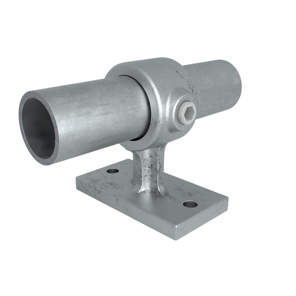 Buiskoppeling Leuningdrager 42,4 mm - vooraanzicht met buizen (Steigerbuisstunter.nl)