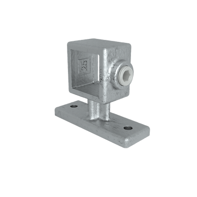 Buiskoppeling Leuningdrager 25 mm vierkant - vooraanzicht buiskoppeling (Steigerbuisstunter.nl)