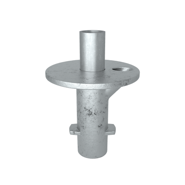 Buiskoppeling Straatpot 33,7 mm - vooraanzicht met buizen (Steigerbuisstunter.nl)
