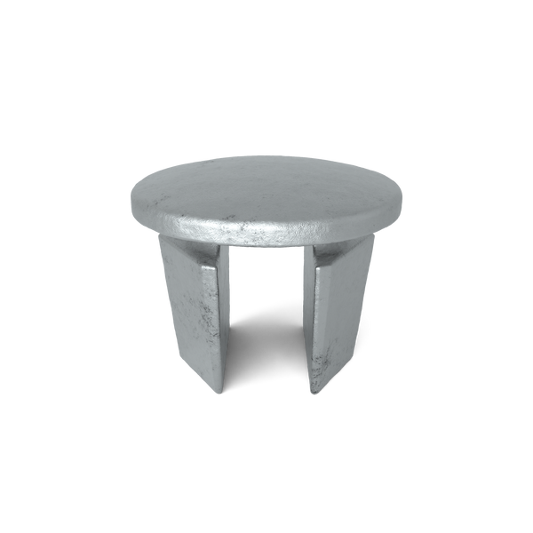 Buiskoppeling Afdekdop metaal 26,9 mm - vooraanzicht met buizen (Steigerbuisstunter.nl)