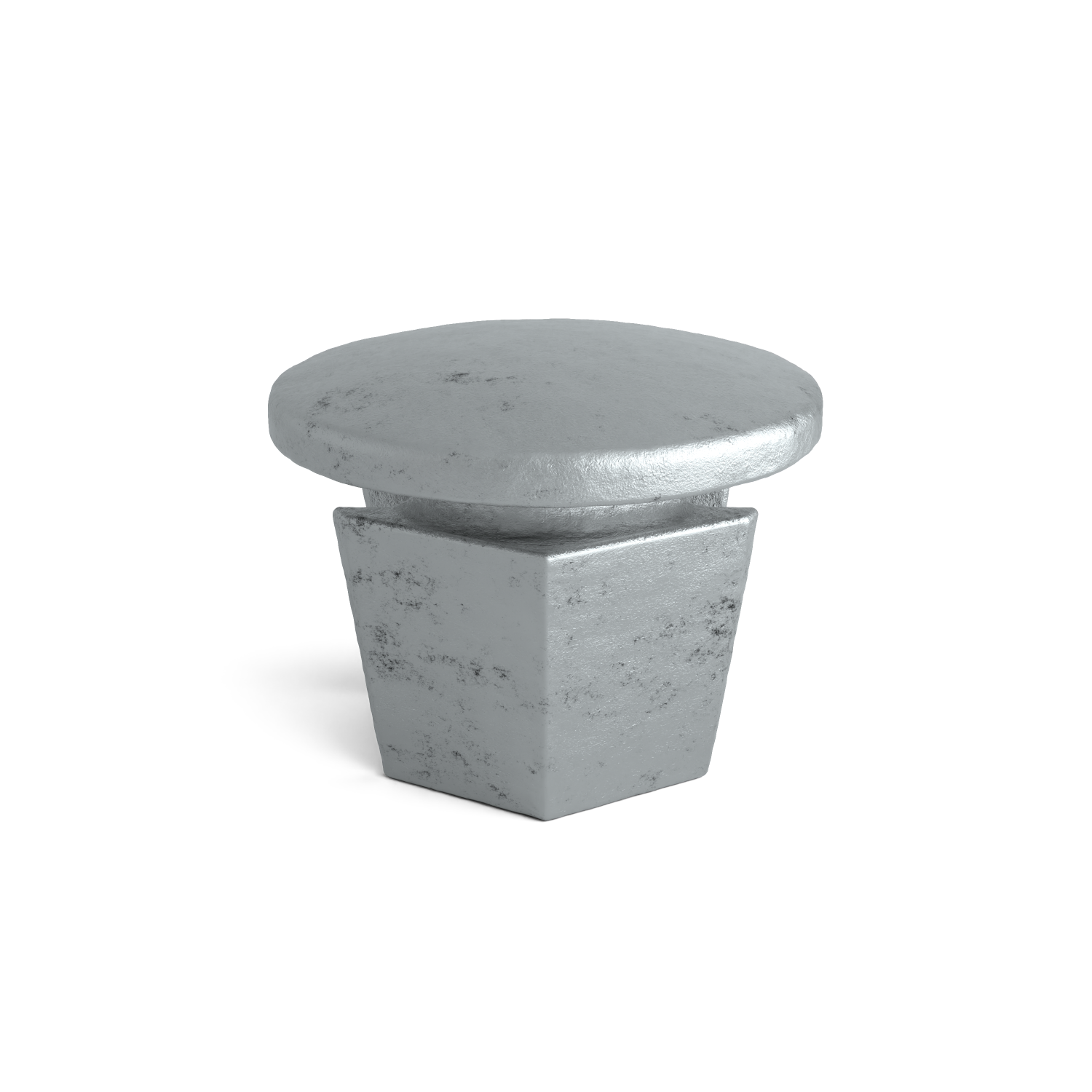 Buiskoppeling Afdekdop metaal 60,3 mm - schuin aanzicht met buizen (Steigerbuisstunter.nl)