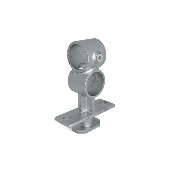 Buiskoppeling Containerklem kruisstuk 90º (C3428) 48,3 mm - vooraanzicht met buizen (Steigerbuisstunter.nl)