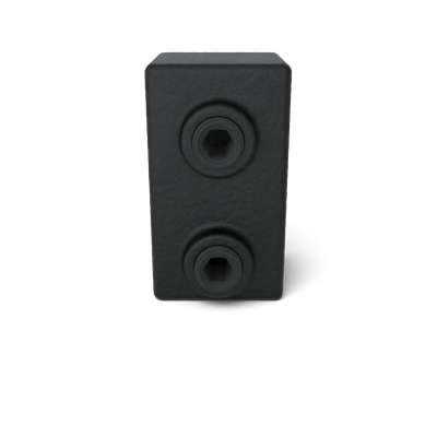 Buiskoppeling T-stuk kort zwart 25 mm vierkant - vooraanzicht buiskoppeling (Steigerbuisstunter.nl)