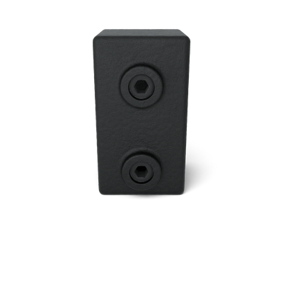 Buiskoppeling T-stuk kort zwart 40 mm vierkant - vooraanzicht buiskoppeling (Steigerbuisstunter.nl)