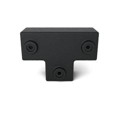 Buiskoppeling T-stuk lang zwart 40 mm vierkant - vooraanzicht buiskoppeling (Steigerbuisstunter.nl)