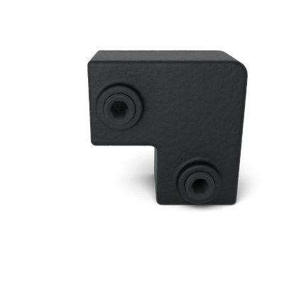 Buiskoppeling Kniestuk 2-weg 90º zwart 25 mm vierkant - vooraanzicht buiskoppeling (Steigerbuisstunter.nl)