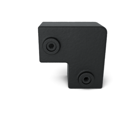 Buiskoppeling Kniestuk 2-weg 90º zwart 40 mm vierkant - vooraanzicht buiskoppeling (Steigerbuisstunter.nl)