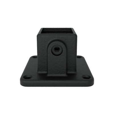 Buiskoppeling Voetplaat zwart 40 mm vierkant - vooraanzicht buiskoppeling (Steigerbuisstunter.nl)