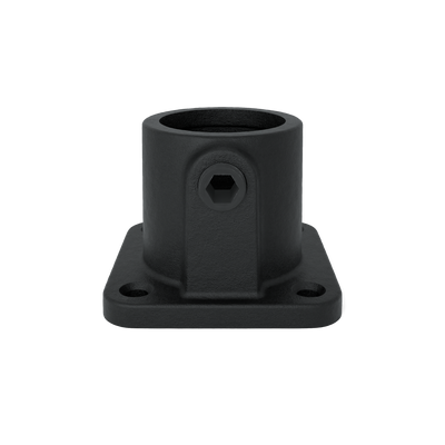 Buiskoppeling Voetplaat vierkant zwart 48,3 mm - vooraanzicht buiskoppeling (Steigerbuisstunter.nl)