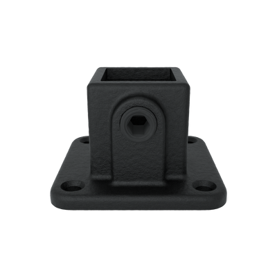 Buiskoppeling Voetplaat vierkant zwart 25 mm vierkant - vooraanzicht buiskoppeling (Steigerbuisstunter.nl)