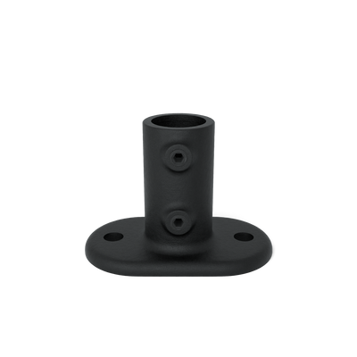 Buiskoppeling Voetplaat ovaal zwart 26,9 mm - vooraanzicht buiskoppeling (Steigerbuisstunter.nl)