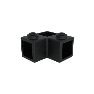 Buiskoppeling Hoekstuk 90º zwart 25 mm vierkant - vooraanzicht buiskoppeling (Steigerbuisstunter.nl)