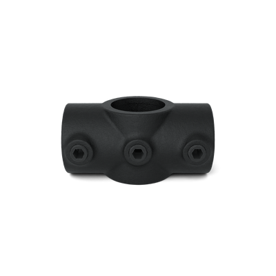 Buiskoppeling Kruisstuk 1-vlak zwart 21,3 mm - vooraanzicht buiskoppeling (Steigerbuisstunter.nl)