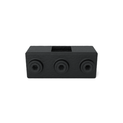 Buiskoppeling Kruisstuk 1-vlak zwart 25 mm vierkant - vooraanzicht buiskoppeling (Steigerbuisstunter.nl)