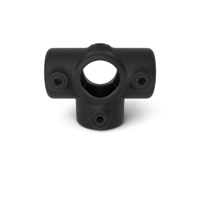 Buiskoppeling T-stuk zij-uitgang zwart 26,9 mm - vooraanzicht buiskoppeling (Steigerbuisstunter.nl)