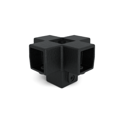 Buiskoppeling Kruisstuk 4-weg zwart 40 mm vierkant - vooraanzicht buiskoppeling (Steigerbuisstunter.nl)