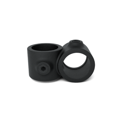 Buiskoppeling Kruisstuk 90º - zwart voor buiten - 42,4 mm - vooraanzicht buiskoppeling (Steigerbuisstunter.nl)