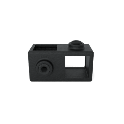 Buiskoppeling Kruisstuk 90º zwart 25 mm vierkant - vooraanzicht buiskoppeling (Steigerbuisstunter.nl)