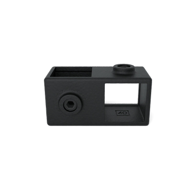 Buiskoppeling Kruisstuk 90º zwart 40 mm vierkant - vooraanzicht buiskoppeling (Steigerbuisstunter.nl)