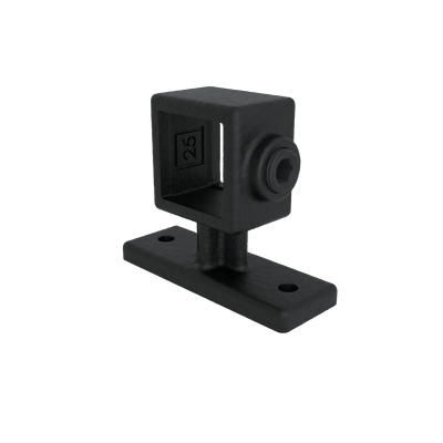 Buiskoppeling Leuningdrager zwart 25 mm vierkant - vooraanzicht buiskoppeling (Steigerbuisstunter.nl)