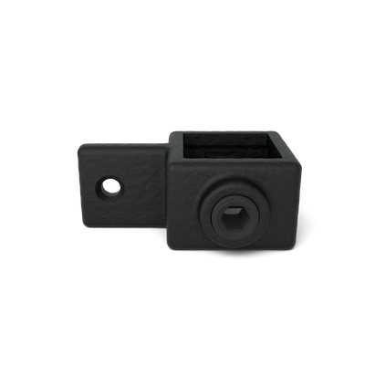 Buiskoppeling Oogdeel scharnierstuk zwart 25 mm vierkant - vooraanzicht buiskoppeling (Steigerbuisstunter.nl)