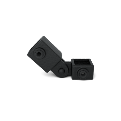 Buiskoppeling Scharnierstuk enkel zwart 25 mm vierkant - vooraanzicht buiskoppeling (Steigerbuisstunter.nl)