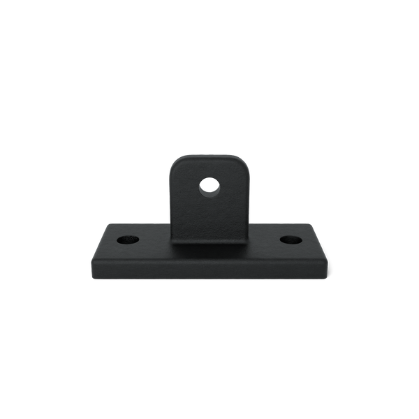 Buiskoppeling Oogdeel scharniervoet - zwart voor buiten - - vooraanzicht met buizen (Steigerbuisstunter.nl)