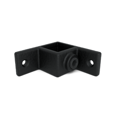 Buiskoppeling Bevestigingsring dubbel 90° zwart 25 mm vierkant - vooraanzicht buiskoppeling (Steigerbuisstunter.nl)