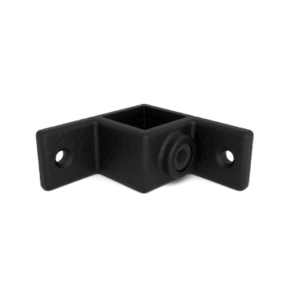 Buiskoppeling Bevestigingsring dubbel 90º zwart 40 mm vierkant - vooraanzicht buiskoppeling (Steigerbuisstunter.nl)