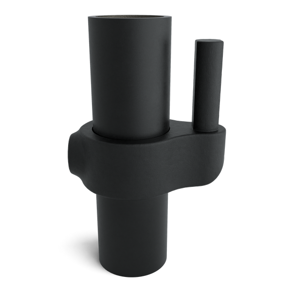 Buiskoppeling Scharnierpen zwart 26,9 mm - vooraanzicht met buizen (Steigerbuisstunter.nl)