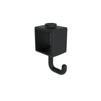 Buiskoppeling Kapstokhaak zwart 40 mm vierkant - vooraanzicht buiskoppeling (Steigerbuisstunter.nl)