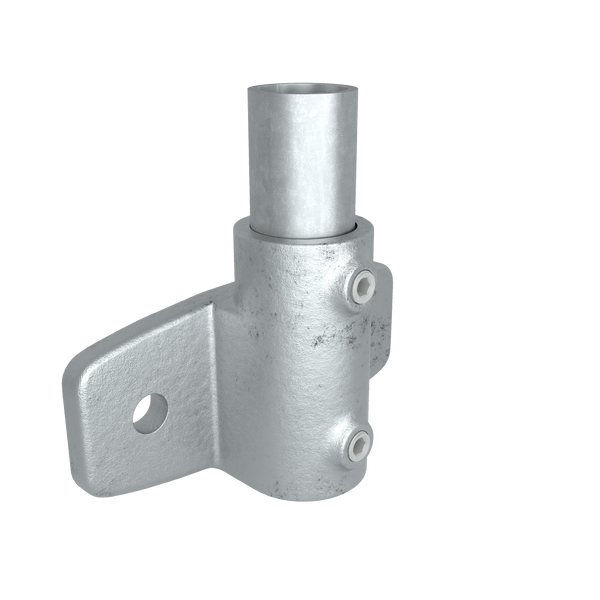 Buiskoppeling Boeiboordbevestiging extra zwaar horizontaal 48,3 mm - vooraanzicht met buizen (Steigerbuisstunter.nl)