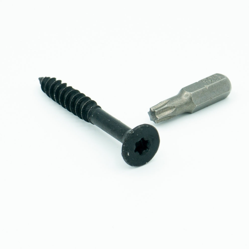10 Zwarte schroeven 6x50 mm (incl. bitje)