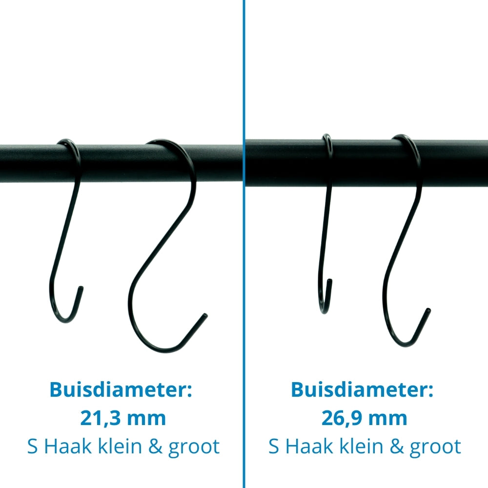S haken zwart (set van 5 S-haken)