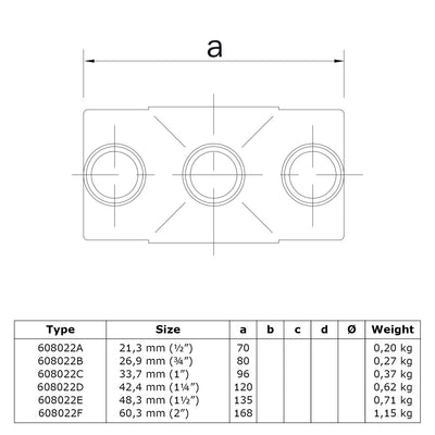 Kruisstuk 1-vlak 60,3 mm technische tekening