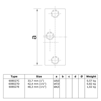 Railingbevestiging 30º - 45º 42,4 mm