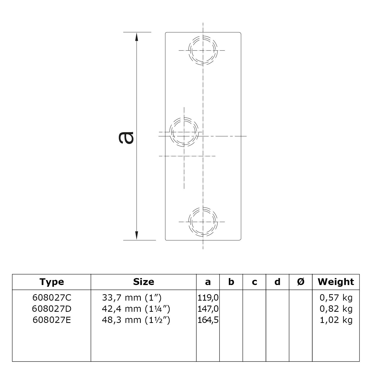 Railingbevestiging 30º - 45º 42,4 mm