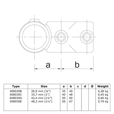 Combinatiekoppeling 42,4 mm technische tekening