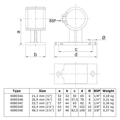 Leuningdrager 33,7 mm