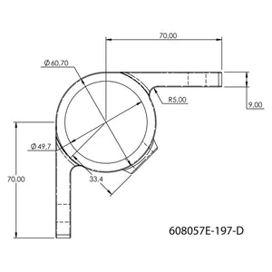 Bevestigingsring dubbel 90º zwart 48,3 mm